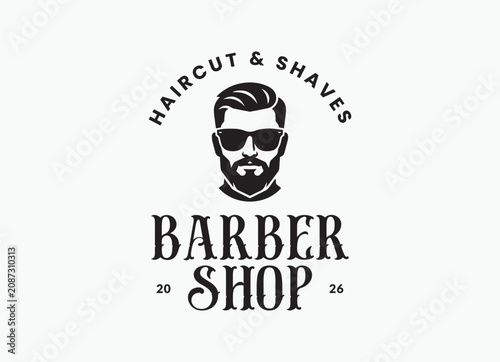 Bild auf Leinwand Barber Shop Logo Badge Vintage Vector | Classic Barbershop Emblem Illustration |