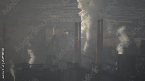 Environmental pollution caused by smoke emissions from the stacks of a large metallurgical plant