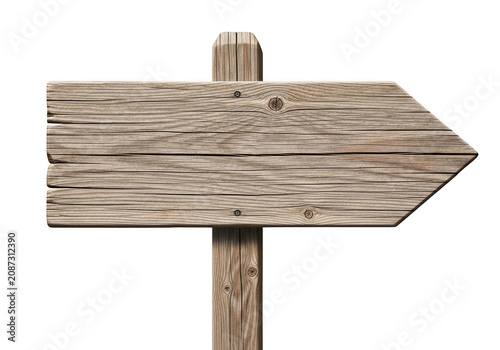 Old wooden directional road signpost with arrows