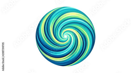 Foto A swirling lollipop illustration features blue, green, and yellow stripes