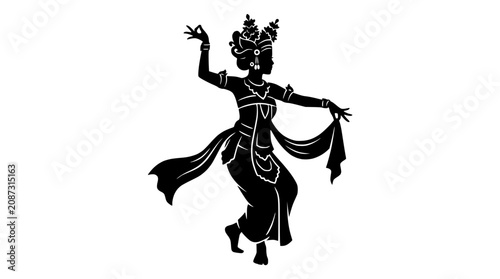 Fotografía Balinese dancer silhouette in traditional costume