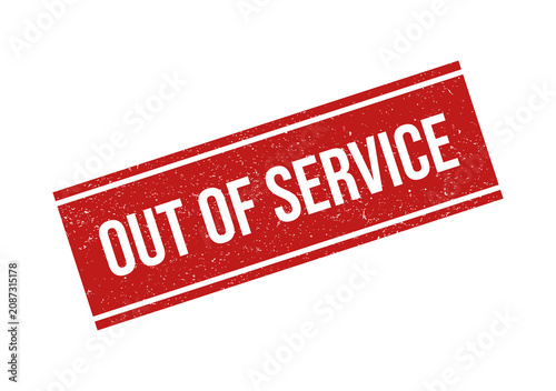 Red out of service rubber stamp seal