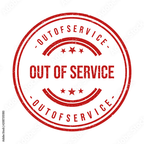 Red out of service rubber stamp seal
