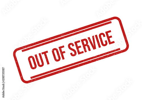 Red out of service rubber stamp seal