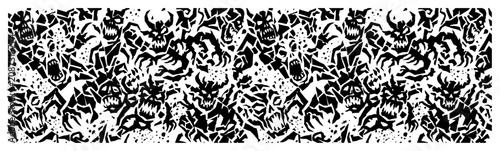 Bild auf Leinwand Demonic monster faces pattern in horror graphic style