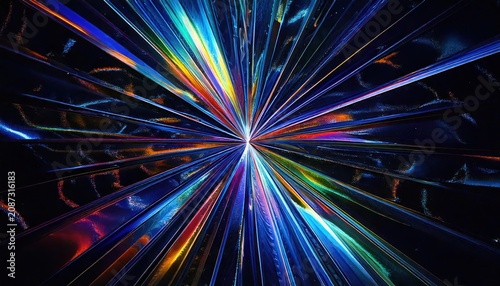 Abstract Blue Colorful Digital Lines in Paint Style Background