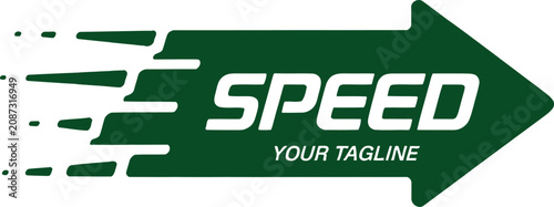 Green arrow logo with speed motion effect and text space