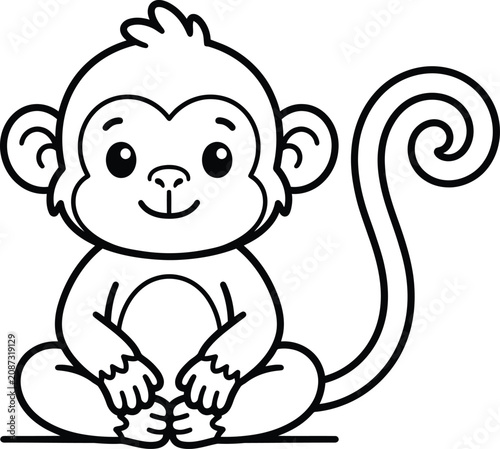 Photography Cute monkey colouring pages for kids printable activity sheets