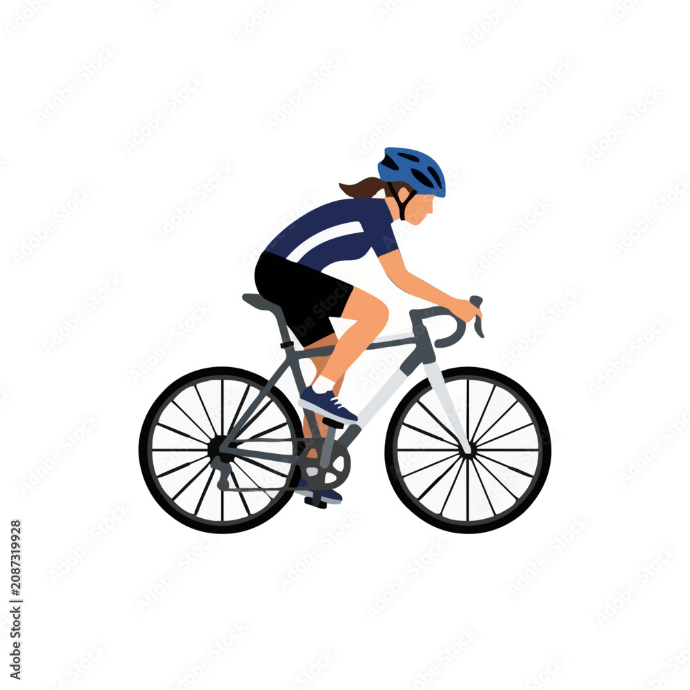 Obraz premium Flat vector illustration of a person cycling outdoors for fitness and healthy lifestyle concept