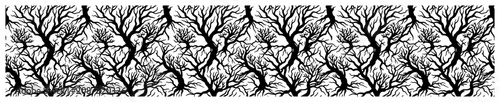 Foto Bare tree branches and interlocking root thicket in gothic nature style