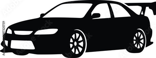 Tableau sur toile Silhouette vector modified sports car with large rear wing design