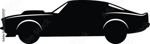 Silhouette vector muscle car side view classic automotive retro design