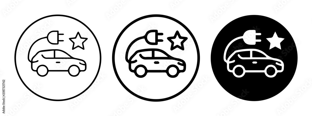 Fototapeta premium Electric Car Icons, EV Charging Symbols, Sustainable Transport Icons, Green Energy Vehicle Graphics