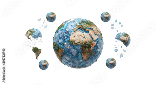 Earth made of plastic pollution isolated on transparent background