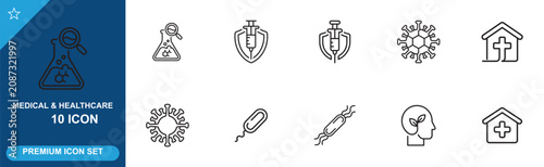 Cuadro en lienzo Laboratory science icons and infectious disease research symbols for medical facility use
