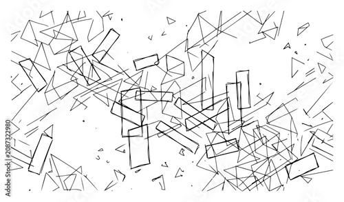Foto Geometric abstract background with chaotic shattered glass shapes and thin messy