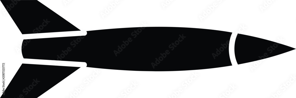 Fototapeta premium Silhouette vector missile weapon graphic icon for military conflict design
