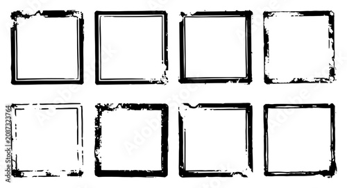 Fotografie Square grunge frames collection with distressed borders and ink stamp overlay te