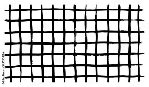 Quadro su tela Grid pattern with hand drawn uneven black lines on white background