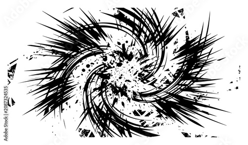 фотографія sharp spikes explosion with radial splash lines in chaotic grunge style