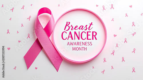 Breast cancer awareness month pink ribbon isolated on transparent background