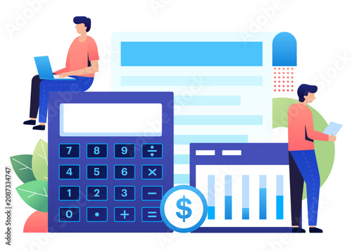Accounting business concept with people, vector flat illustration of accounting for web and app landing page design