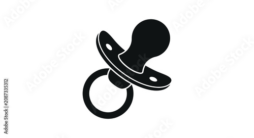 Quadro su tela Pacifier Silhouette On White Background Minimalist Infant Care Symbol