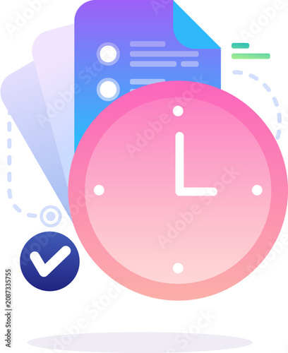 time data clock business concept with people, vector flat illustration of time management for web and app landing page design