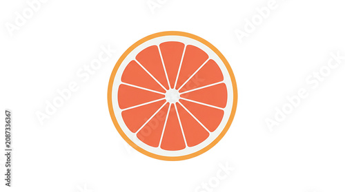Minimalist 3D Illustration of a Fresh Citrus Slice, Vibrant Orange Fruit Icon Isolated on White Background for Design