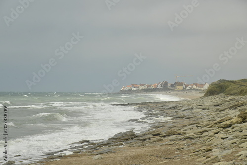 Принти на полотні Déferlantes et écumes près du village des pêcheurs d'Audresselle en Côte d'Opale