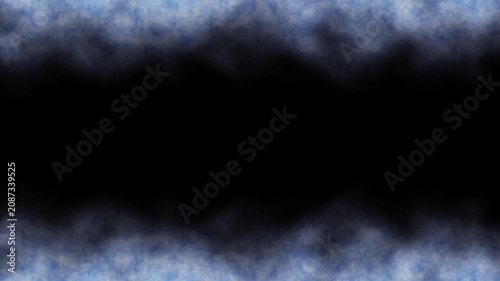Blue frost frame overlay seamless loop animation with top and bottom ice frame motion on black background. 4K animated frost frame overlay for ice border, winter placeholder, and motion graphics.