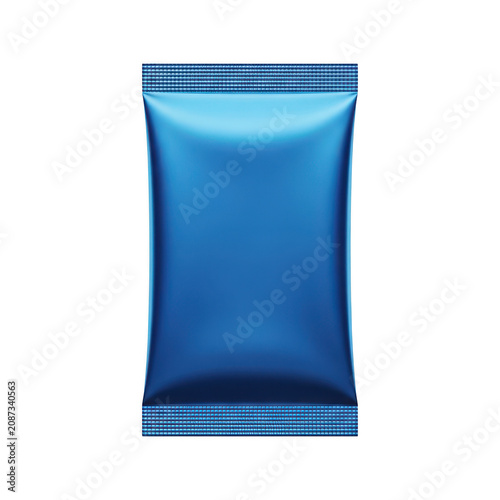 Blue Blank Snack Food Pouch isolated on transparent background