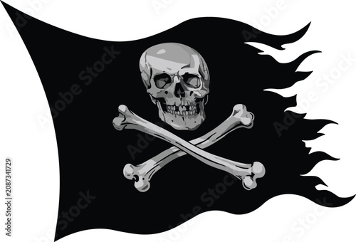 Bild auf Leinwand Jolly Roger pirate flag with skull and crossbones on transparent background  sym