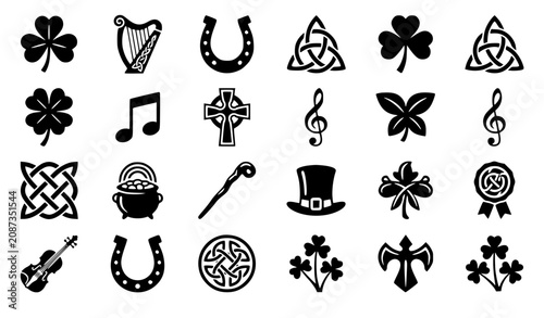 Fotografie Minimal Irish heritage and lucky symbol icon collection