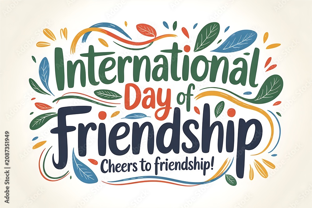 Naklejka premium International day of friendship typography with floral elements