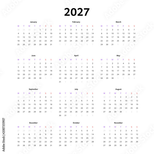 2027 calendar