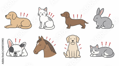 Veterinary acupuncture icons for pets and animals.