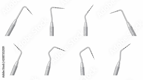 Bild auf Leinwand Stainless steel dental explorer and periodontal probe set.