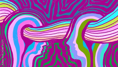 Illustrazione vettoriale di connessione mentale e scambio di idee astratte