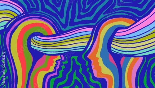 Illustrazione concettuale di connessione mentale e scambio di idee