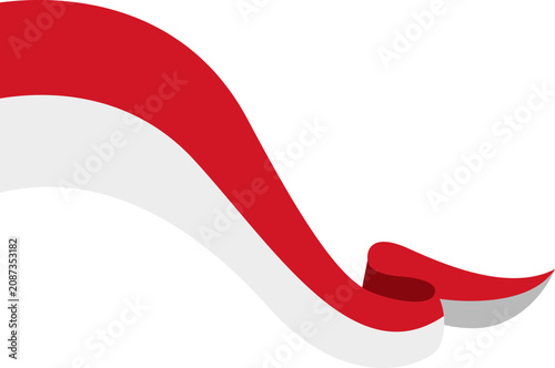 Waving Indonesia Flag Ribbon Design Element for Independence Day Banner