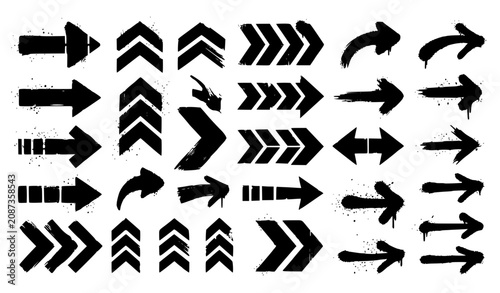 Fotografie Arrow Chevron Stencil Grunge Spray Paint Vector Collection