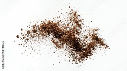 Dynamic Explosion of Brown Cocoa or Coffee Powder Particles Splash Isolated on White Background Art