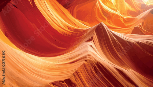 Foto Stunning abstract landscape of Antelope Canyon with swirling smooth orange sandstone rock formations, capturing the natural beauty and unique geological patterns of this famous Arizona slot canyon