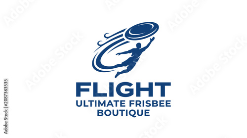 Schilderij op canvas Flight ultimate frisbee boutique logo with jumping player silhouette