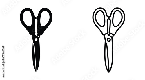 Fotografie Pair Of Scissors Black Silhouette On A White Background
