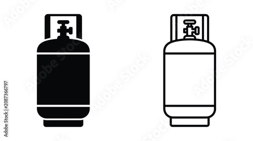Fotografie Propane Tank Silhouette On White Background Two Variations