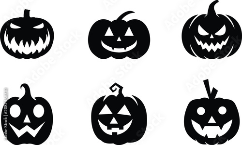 Halloween pumpkin silhouette icons