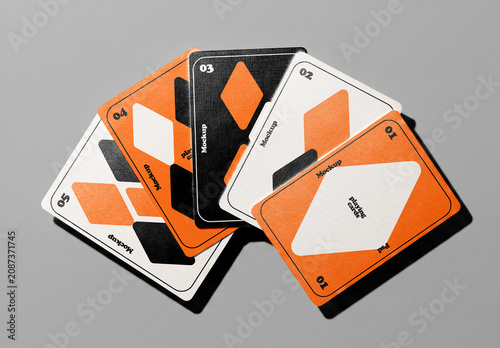 Fan of Playing Cards Mockup on Grey Background