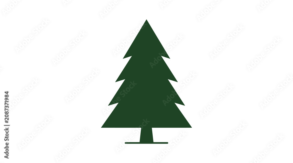 Obraz premium Dark Green Pine Tree Silhouette Symbol for Forest Nature Environment and Winter Christmas Seasonal Design Elements